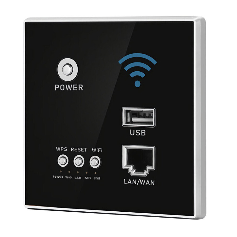 (Black) 1200M 5G Wireless WIFI Wall Embedded Router 86 Wireless Dual Band Route WiFi Repeater Extender USB Charging Socket for Home Hotel Use
