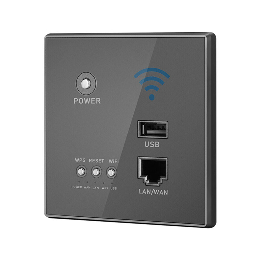 (Grey) 1200M 5G Wireless WIFI Wall Embedded Router 86 Wireless Dual Band Route WiFi Repeater Extender USB Charging Socket for Home Hotel Use