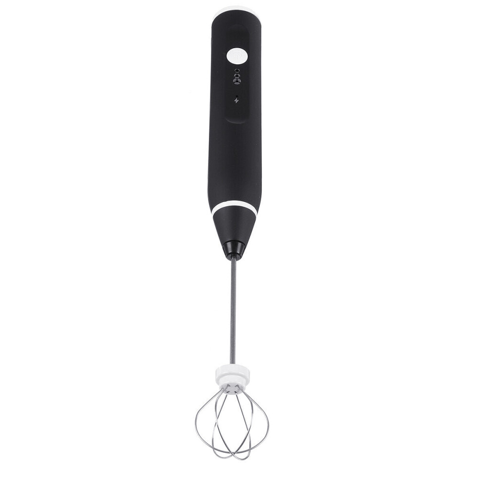 (Black) 3 IN 1 Electric Hand Mixer Milk Frother Rechargeable 3 Speed Mixer Stirrer Egg Beater Home