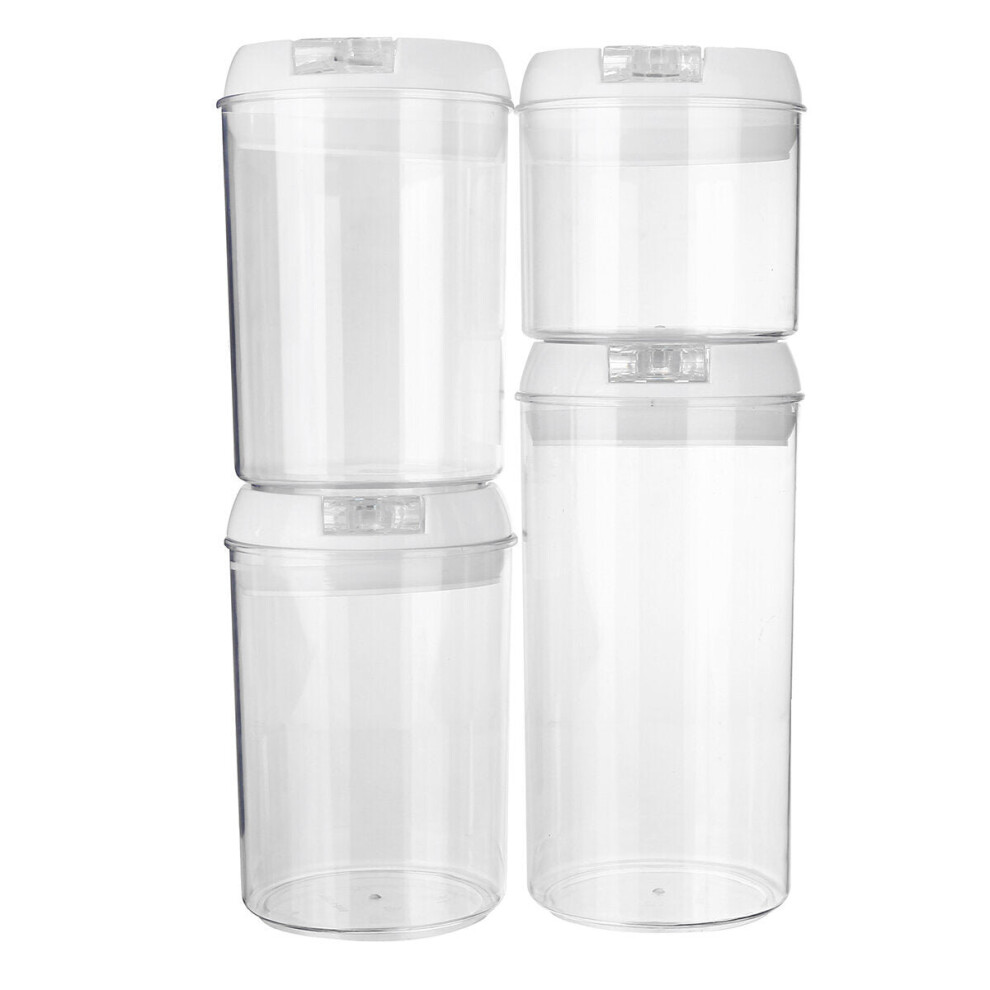 4PCS Food Storage Containers Plastic Airtight Lids Cereal Machine Set Transparent