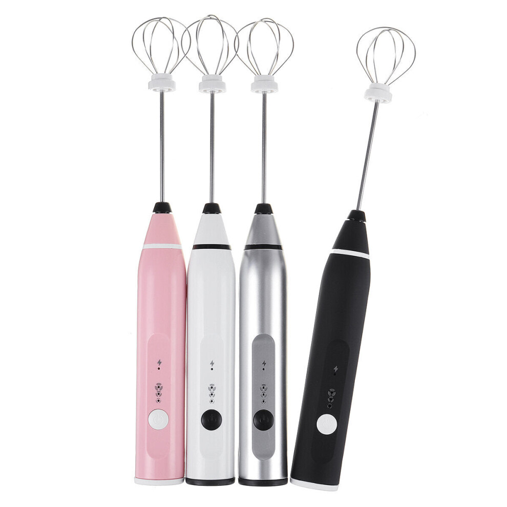 (Pink) 3 IN 1 Electric Hand Mixer Milk Frother Rechargeable 3 Speed Mixer Stirrer Egg Beater Home