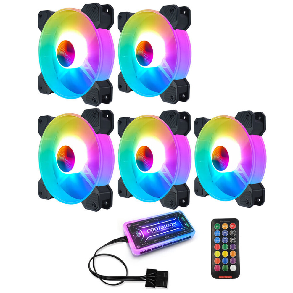 (5Pcs) 12Cm Rgb Cooling Fans Quiet Computer Case Chassis Fan Computer Pc Cooler For Pc Computer Cpu 6112212776100