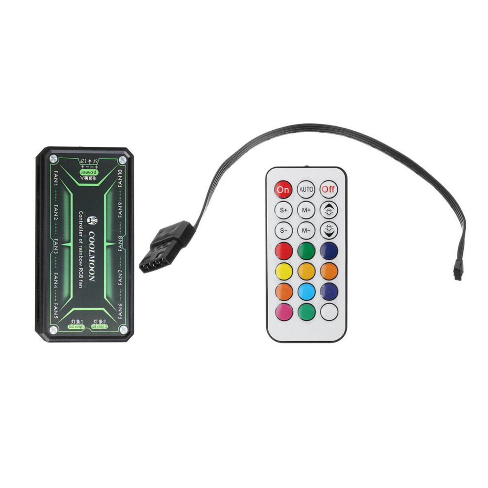 (AU) 12cm 1 Fan Colourful RGB LED Ring PC 12cm Case Cooling Fan and Controller LED Light Bar