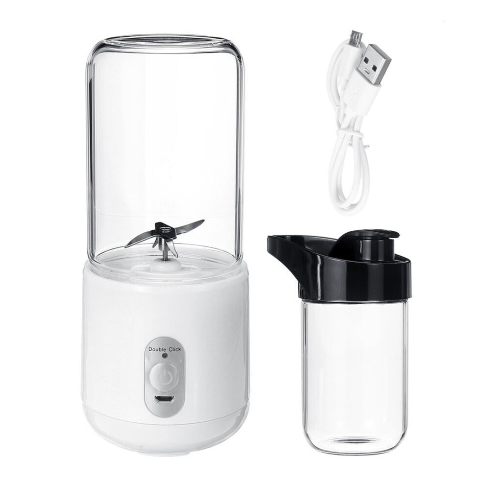 (White) 260ml USB Rechargeable Portable Electric Juice Cup Juice Blender Fruit Mixer Six Blade Mixing Machine Smoothies Baby Food Blender Extractor With Lid