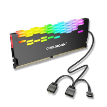 (Grey) 5V LED ARGB 2x3 Pin 1x4 Pin Memory Heat Sink Aluminum Alloy Ram Cooler for Desktop PC Computer