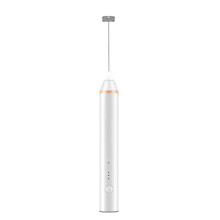 (White) 2 in 1 Whisk Milk Frother Handheld Electric USB Charging 3 Gear Egg Beater Milk Frother