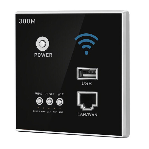 (White) 300M Wireless WIFI Wall Embedded Router WiFi Repeater Extender USB Charging Socket for Home Use 1
