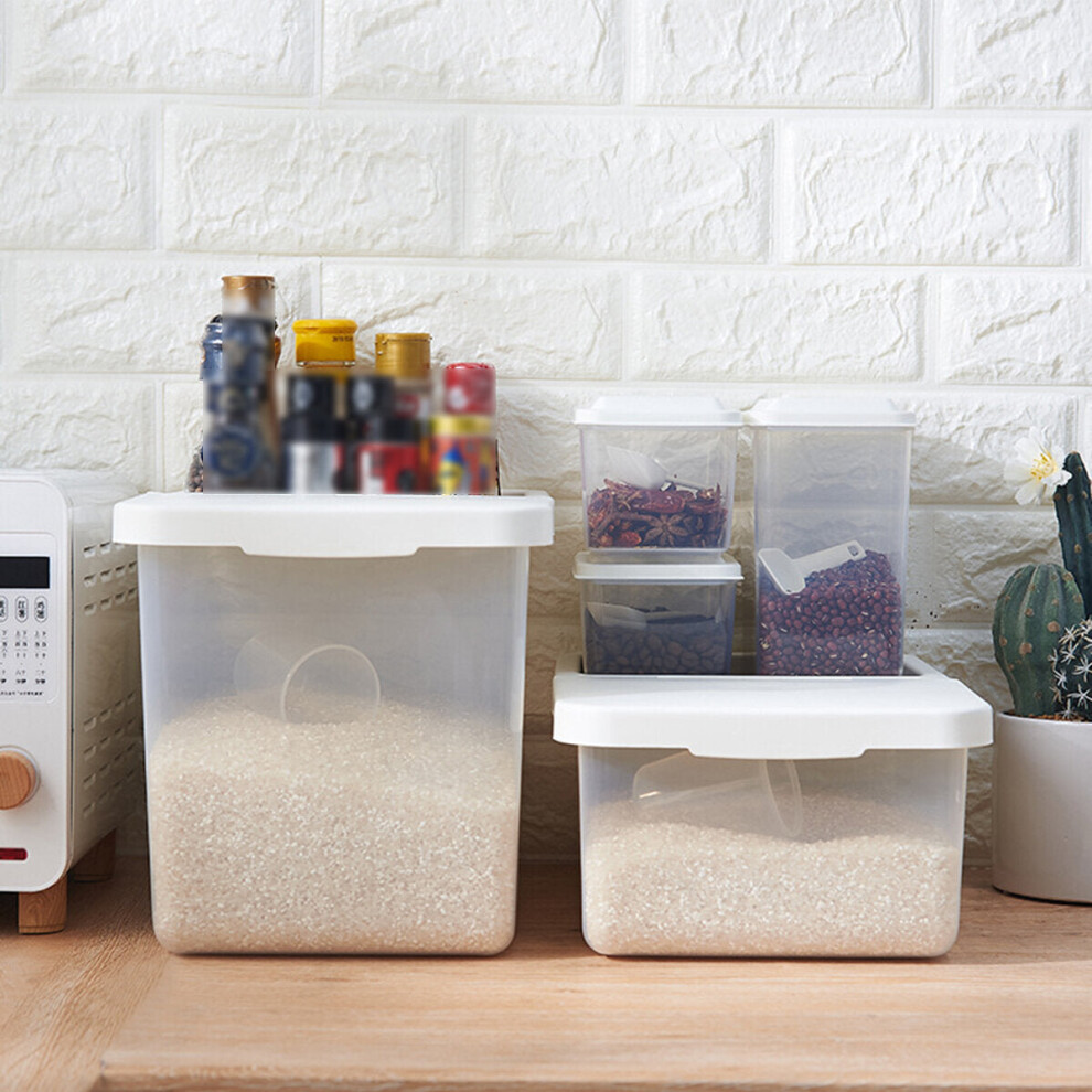 (2KG) 4/Set Sealed Rice Box Kitchen Plastic Barrel Storage Organizer Bean Container