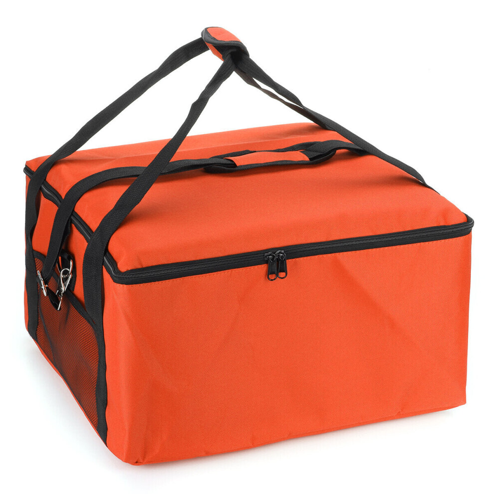 (Orange) 16" Waterproof Pizza Insulated Bag Cooler Bag Insulation Folding Picnic Portable Ice Pack Food Thermal Delivery Bag