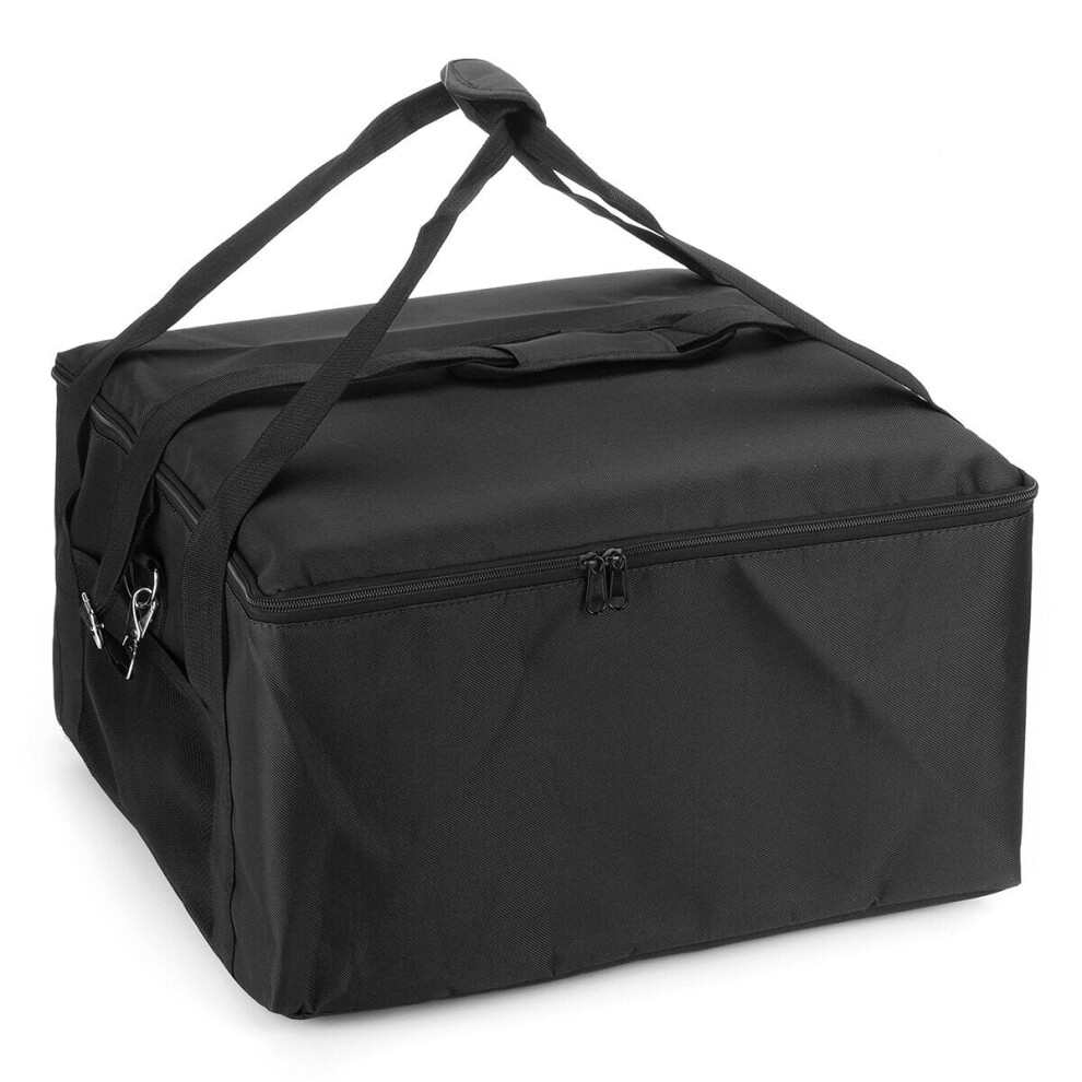 (Black) 16" Waterproof Pizza Insulated Bag Cooler Bag Insulation Folding Picnic Portable Ice Pack Food Thermal Delivery Bag