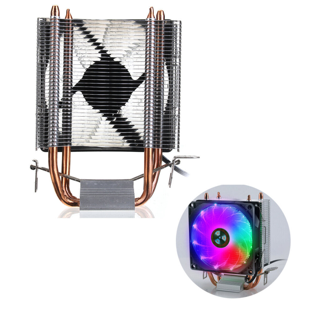 (9cm color light double copper tube tower) 120x120x25mm 12VDC LED Fan CPU Cooler Cooling Fan for Intel775/1155/1151 amd downforce
