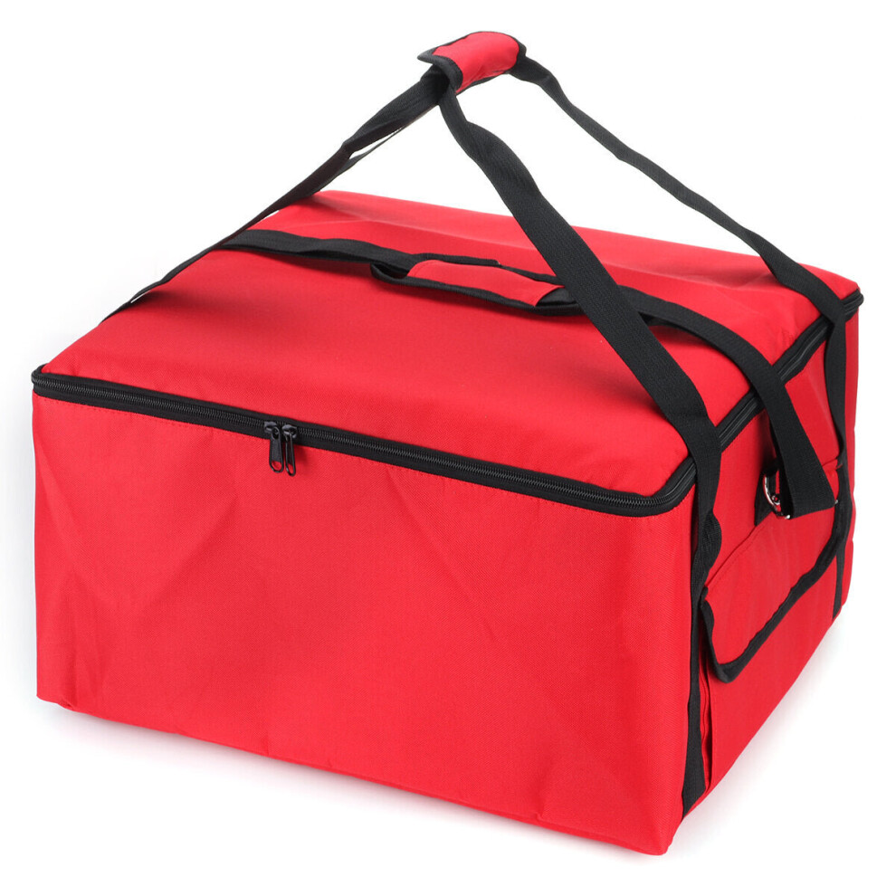 (Red) 16" Waterproof Pizza Insulated Bag Cooler Bag Insulation Folding Picnic Portable Ice Pack Food Thermal Delivery Bag