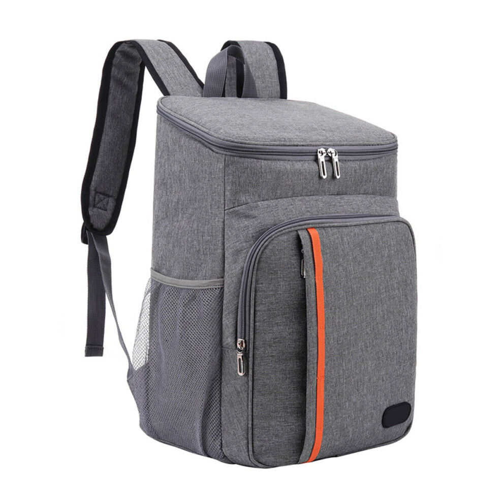 (Grey) 18L Insulated Picnic Bag Thermal Food Container Cooler Backpack Lunch Bag Outdoor Camping Travel