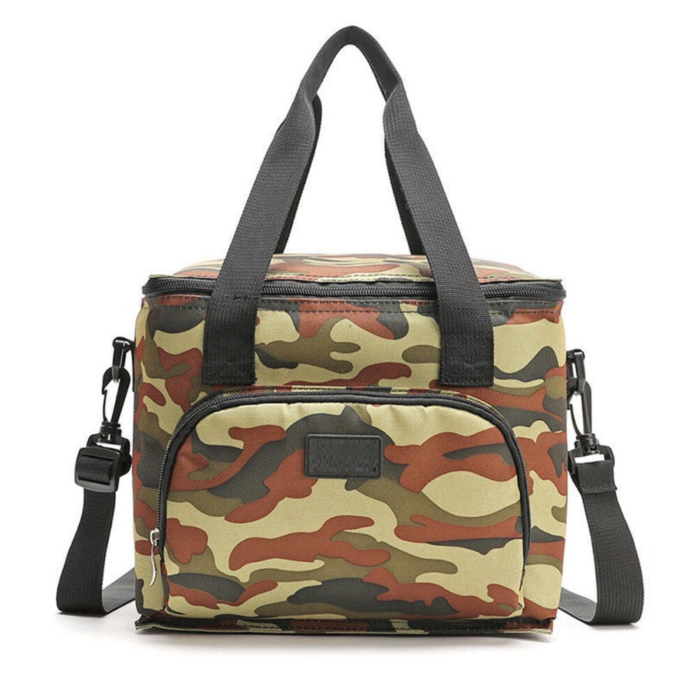(camouflage) 10L Picnic Bag Thermal Insulated Thermal Cooler Insulated Tote Lunch Food Container BBQ Storage Box