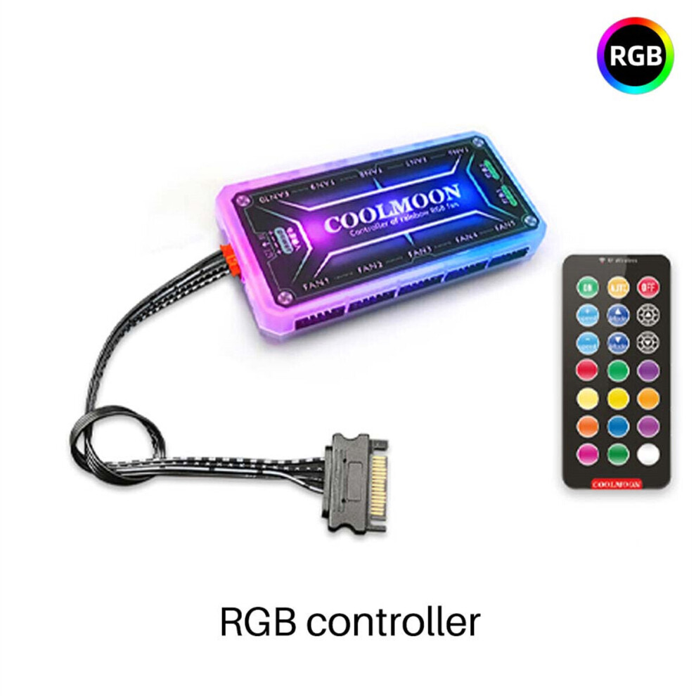 (1x RGB controller) 120mm Cooling Fan RGB 6PIN Computer Case Colorful Radiator Cooler PC 5V DC