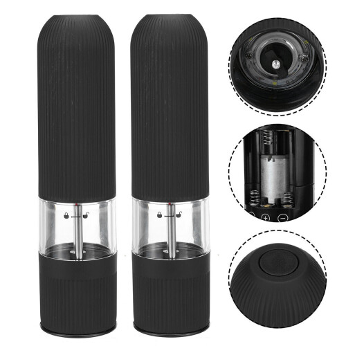 (Type A) 1/2Pcs Electric Salt Pepper Grinder Set Shaker Mills Adjustable Coarseness 2