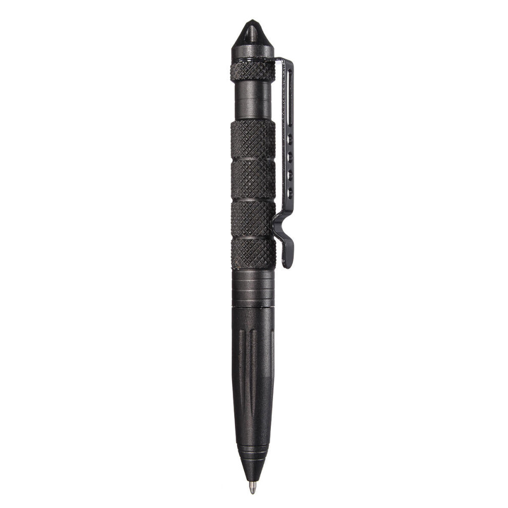 (Black) 14.3cm Tactical Pen Multi-Function Tungsten Steel Alloy Attack Head Ballpoint Pen For Camping Hunting Climbing