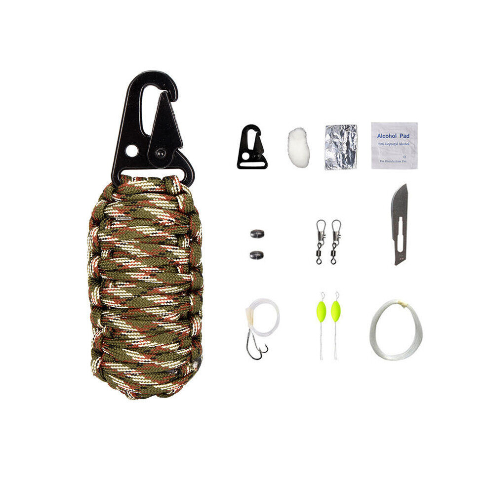 16Pcs Outdoor Paracord Kit Survival Rope Set Fishing Tools Camping Carabiner Emergency Gear