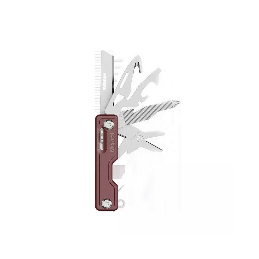 (Brown) 10-in-1 Folding Multifunctional EDC Knife Mini Holder Card Pin Bottle Opener Scissors ABS Portable Fruit Knife Outdoor Survival Tools