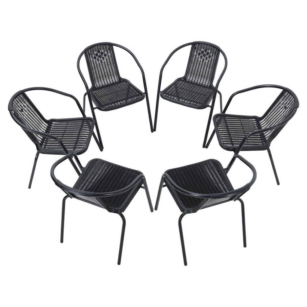 Living And Home (6 X Rattan Chair Only) Garden Outdoor Patio Chairs Table With Parasol Hole Black