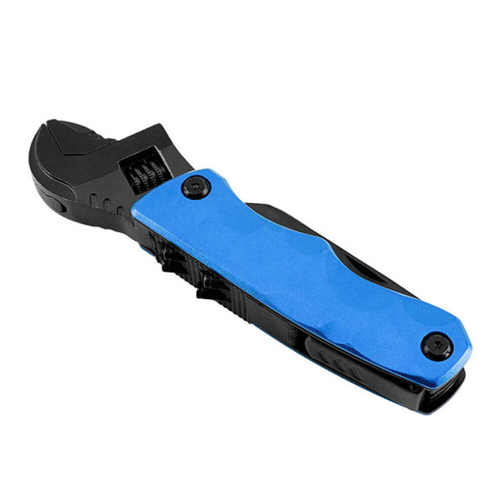 (Blue) 10 In 1 Multifunctional foldable wrench Outdoor Portable Multifunctional Tool Suitable For Outdoor Camping Home Emergency etc.