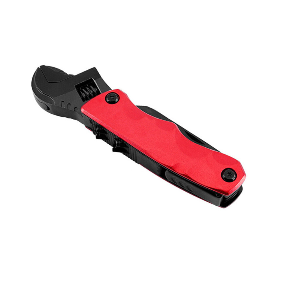 (Red) 10 In 1 Multifunctional foldable wrench Outdoor Portable Multifunctional Tool Suitable For Outdoor Camping Home Emergency etc.