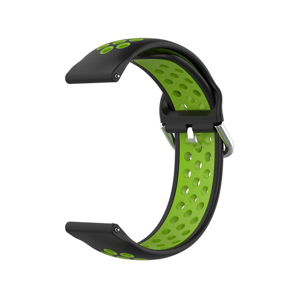 (Black+Green) 20mm Dual Color Stoma Soft Silicone Watch Strap Watch Band for Smart Watch