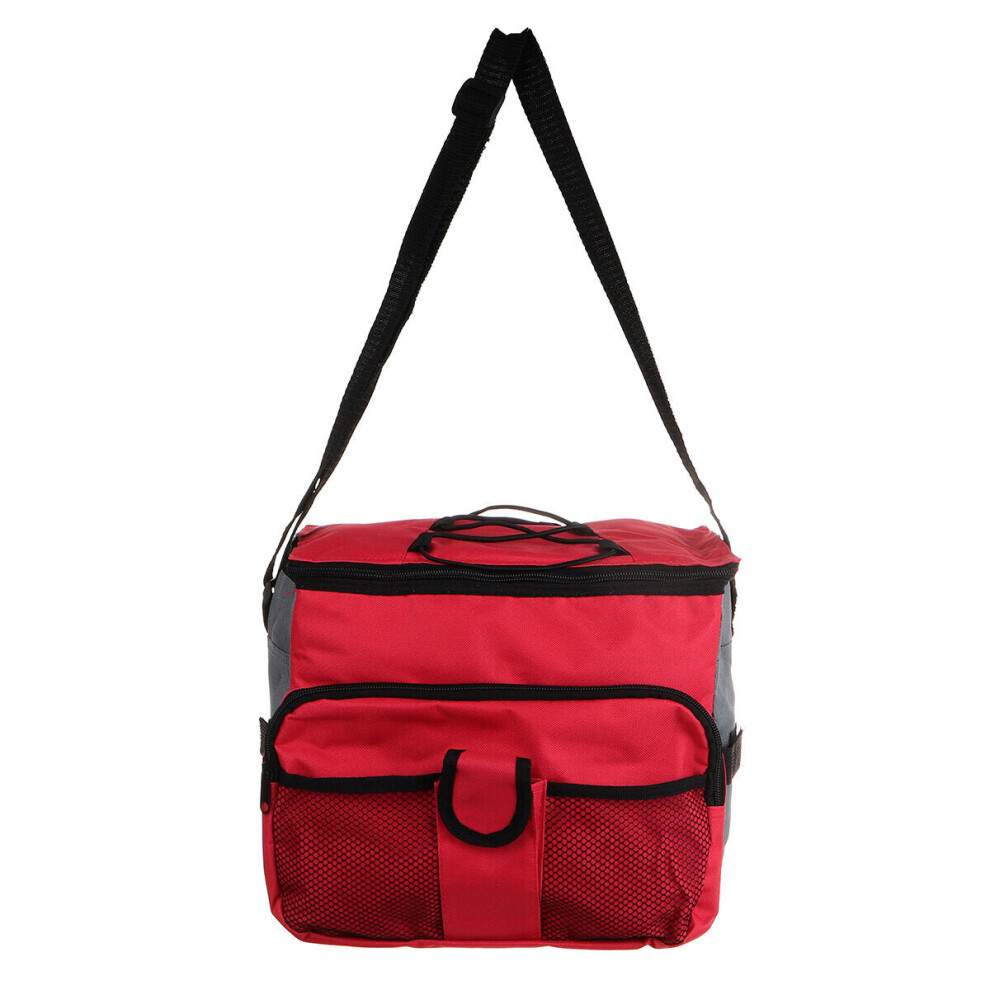 (Red) 3L Insulated Lunch Bag Food Container Box Bag Food Delivery Bag Waterproof Lightweight Grocery Storage Shoulder Bag Camping Travel