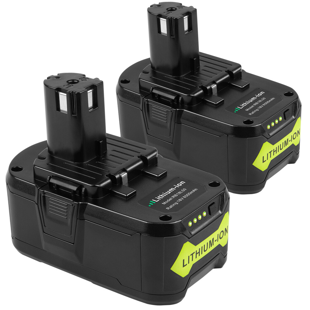 2X For RYOBI P108 ONE+ Plus 8.0Ah 18V Lithium-Ion Battery RB18L50 RB18L40 P104 P107