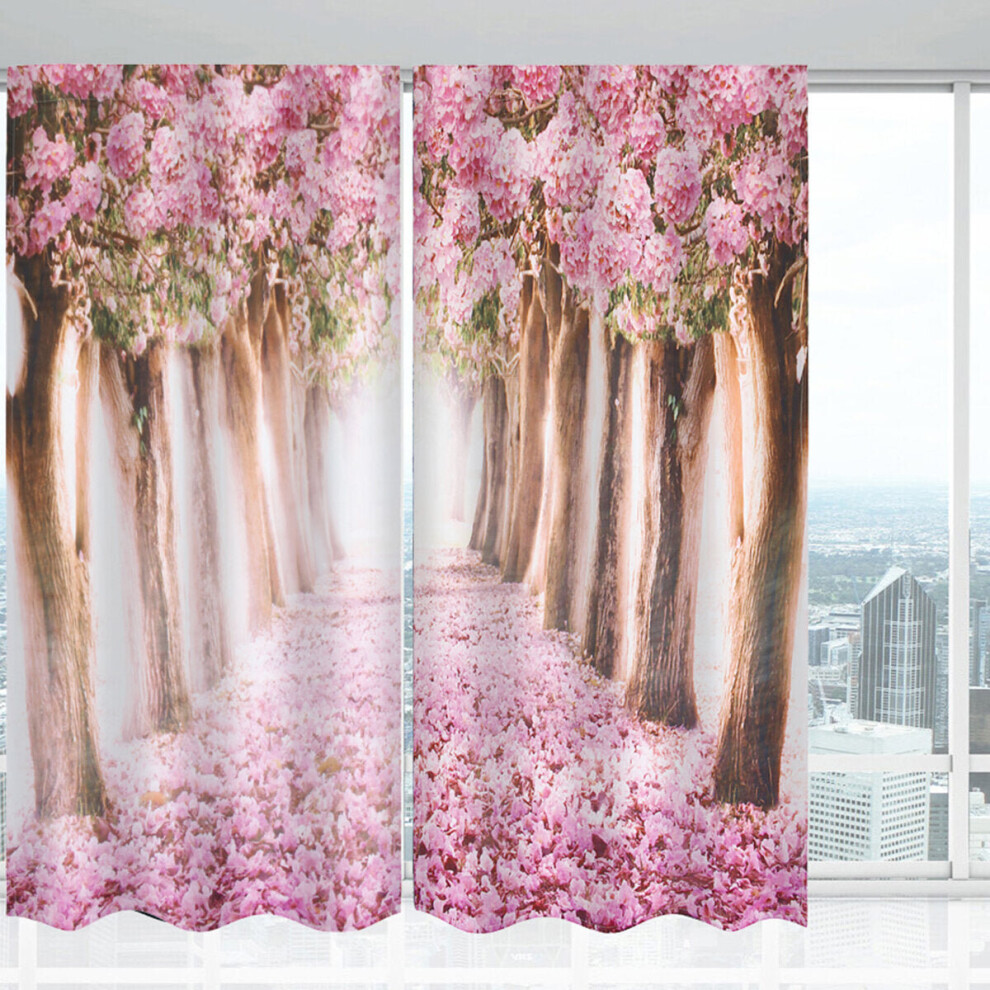 (G) 2 Panels/set Anti-UV Blackout Window Curtains 3D Effect Print Thermal Drapes