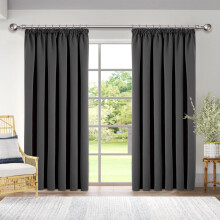 (90" x 90" (228 cm x 228 cm)) Thermal Insulated Grey Curtains Pencil Pleat Drape