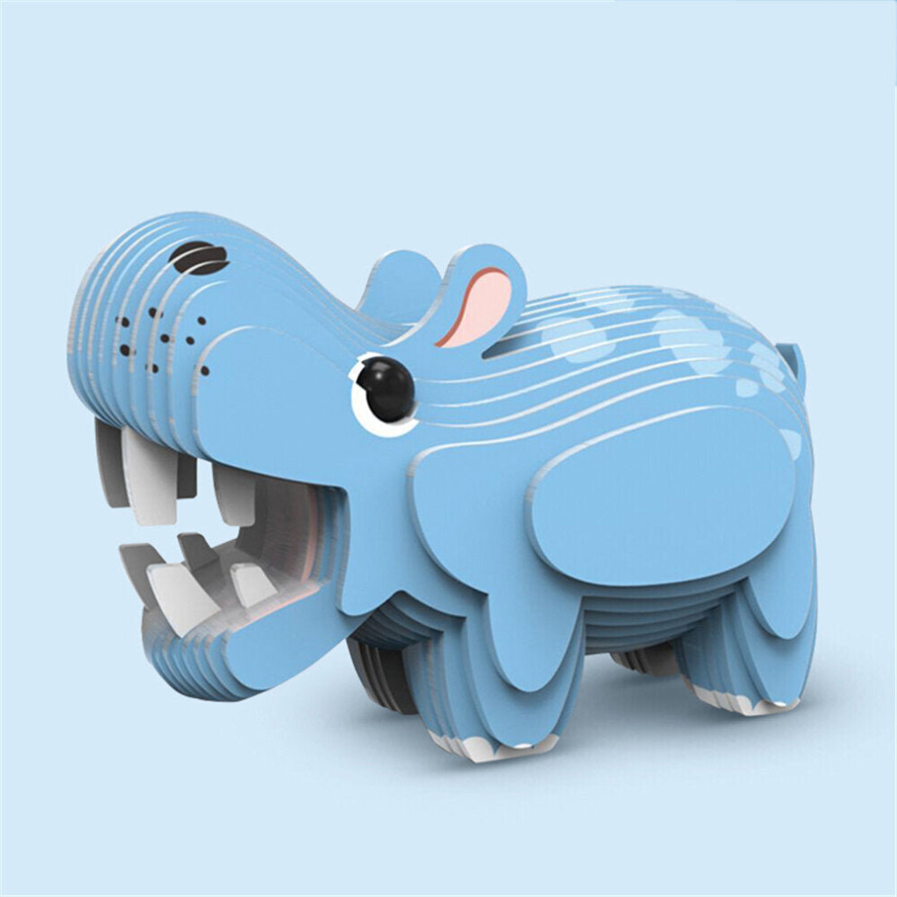 (hippo) 3D Animal Paper Model Puzzles Deer Hippo Shape Inset Puzzle Paper Toys Exercise Train Learning Ability For Children Educational Game Toys