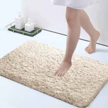 (Cream, 50 x 80 cm (1 ft 6 in x 2 ft 6 in)) Non Slip Bath Mats Shaggy Fluffy Welcome Door Mats