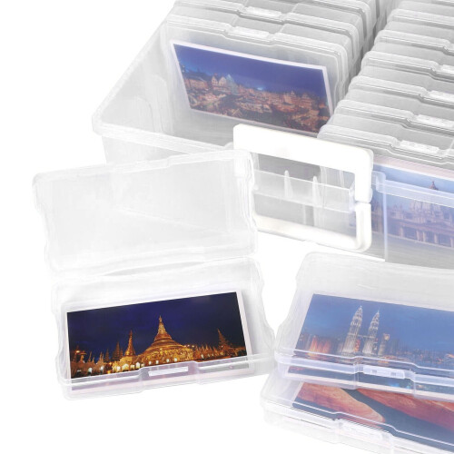 Photo Storage Box 4" x 6" Storage Photo Cases Clear Plastic Organizer 1