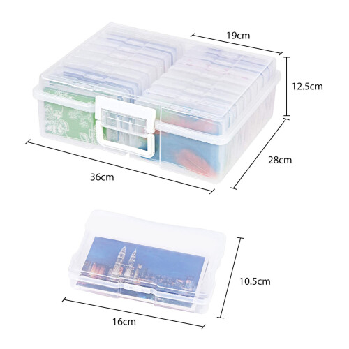 Photo Storage Box 4" x 6" Storage Photo Cases Clear Plastic Organizer 2