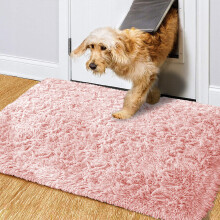 (Pink, 60 cm x 110 cm (2ft x 3ft 7")) Non Slip Bath Mats Shaggy Fluffy Welcome Door Mats