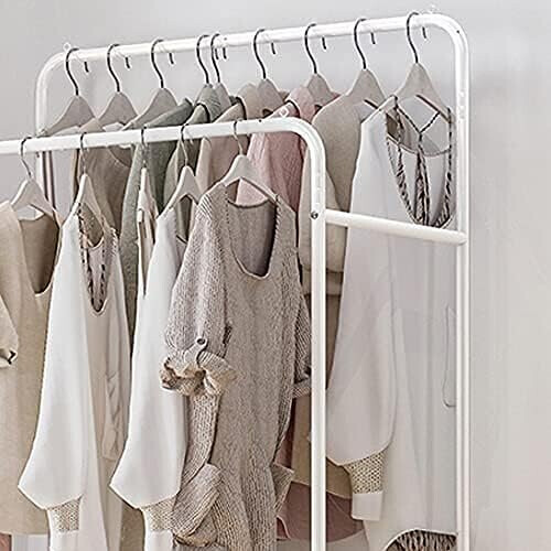 (White) Clothes Double Rail Rack Garment Hanging Organizer 1