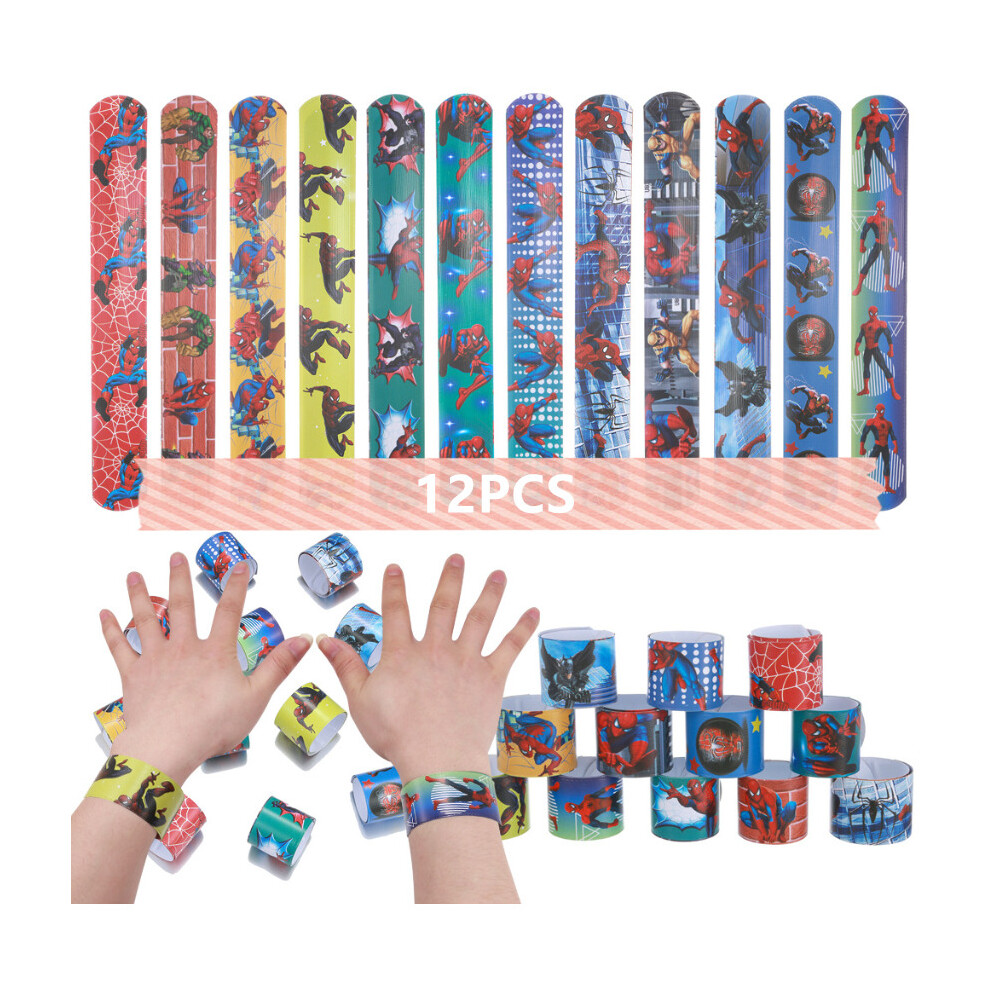 Newjass 12X Slap Band Spiderman Bracelets Slap Wrist Band Party Bag Fillers