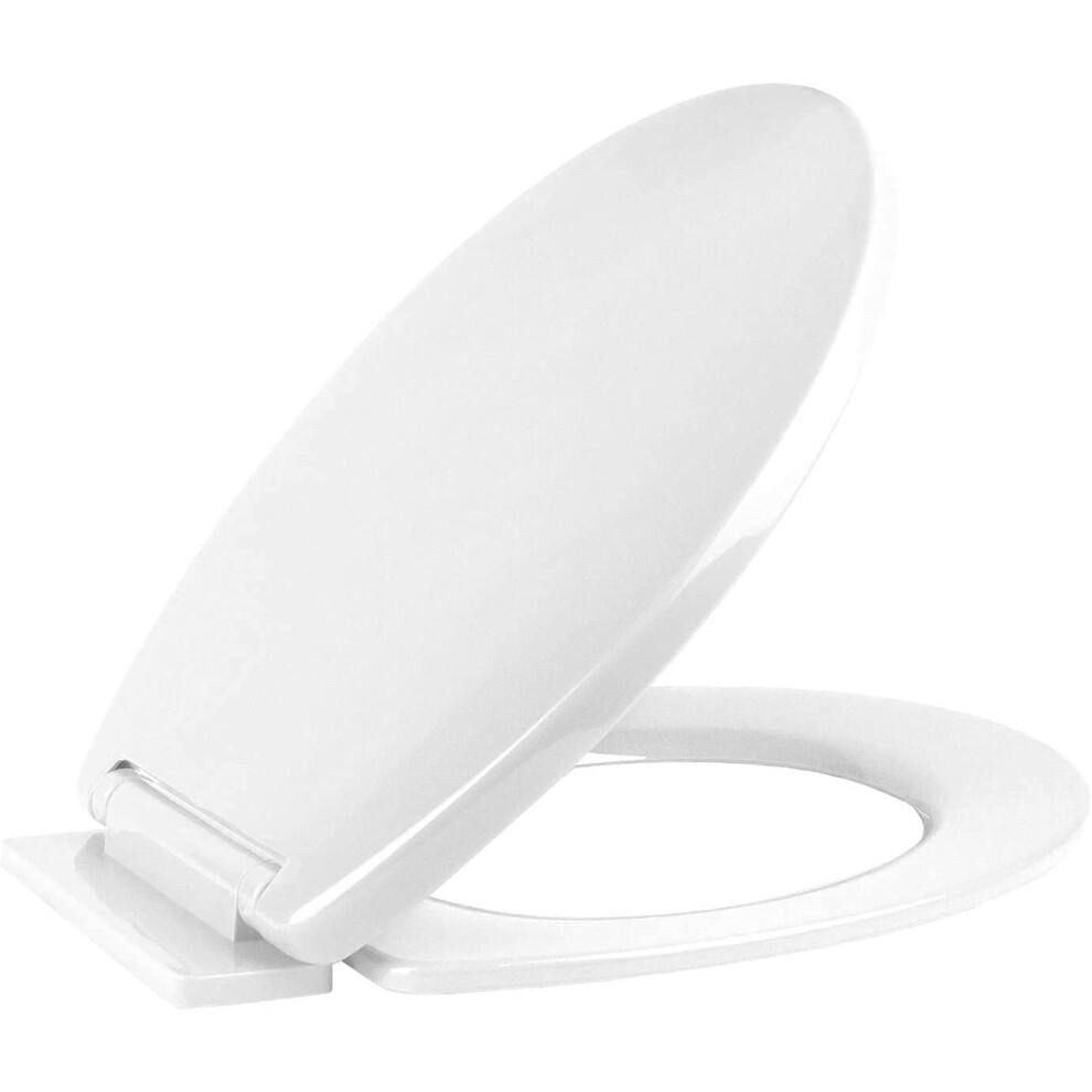 Ram® White Soft Close Toilet Seat with Quick Release for Easy Clean Loo Toilet Seat with Adjustable Hinges Standard O Shape Toilet Seat