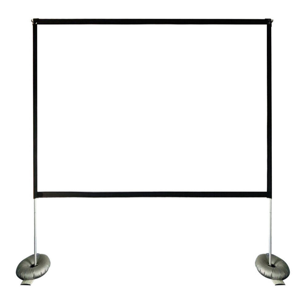 100-Inch Projector Screen with Stable Stand 16:9 Full HD Portable Polyester White Elastic Screen