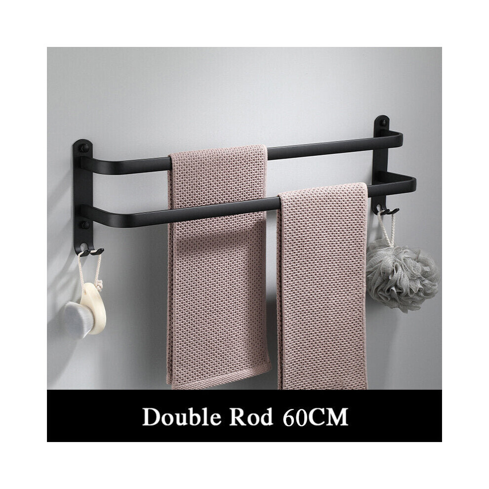 (60cm) 40/50/60cm Double Pole Space Aluminum Towel Racks No Punching Towel Racks