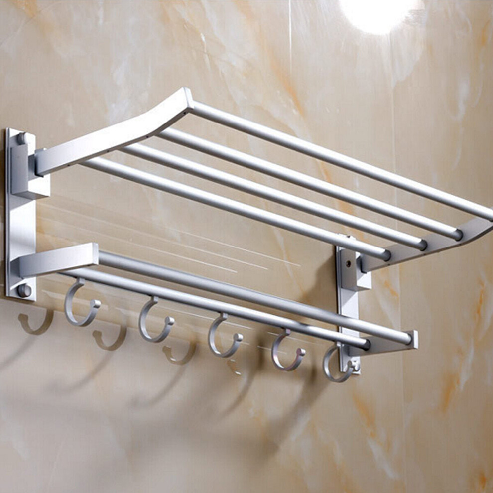 60cm Sliver Aluminum Alloy Towel Rack Holder Shelf Strong Bearing Capacity
