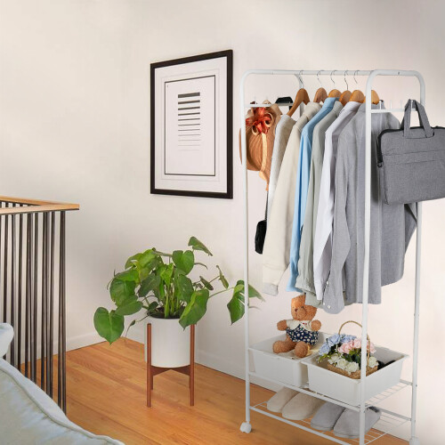 Mobile Garment Rack on Wheels Portable Clothes Rack Double Side-Hook 1