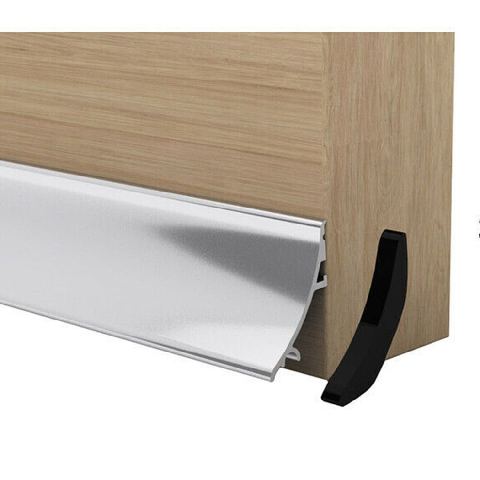 Aluminium 32mm Rain Deflector With Caps Face Fixed Bottom Door Strip Stormguard