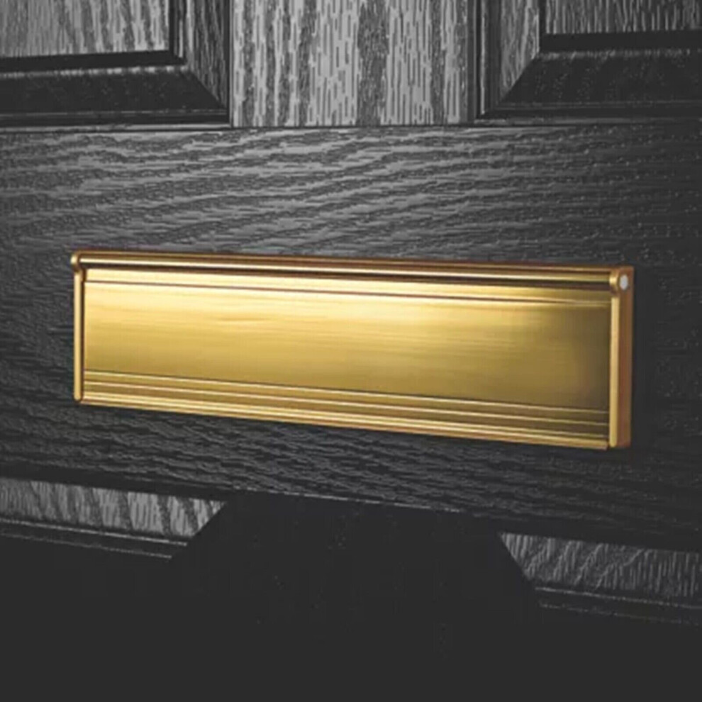 Door Letterbox PVC Metal Flap Cover Internal Twin Brush Draught Seal Gold Effect