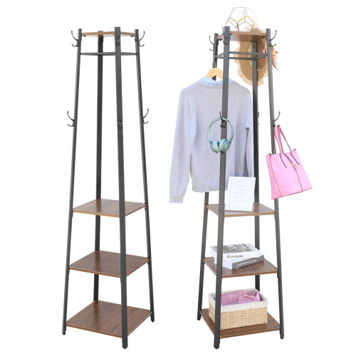 UNHO 180cm solide Eisen Konstruktion Garderobe Eingang Kleiderständer Regale 1