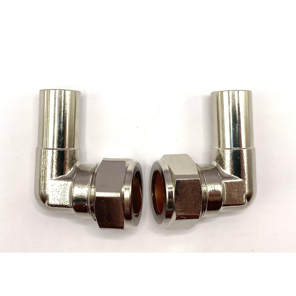 90 Degree Elbow Radiator Valve 15mm (Pair) for Radiator & Towel Rail Valves Chrome 1/2"