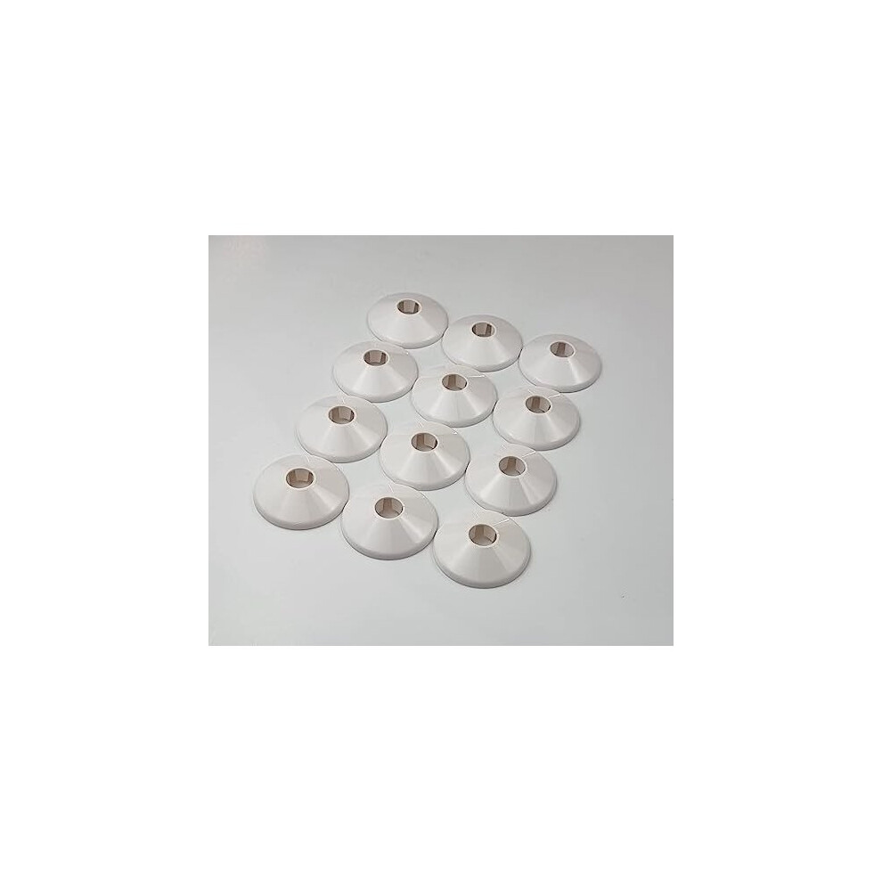 White 15mm Pipe Collars Pipe Flanges for 15mm Pipe - 12 Pack