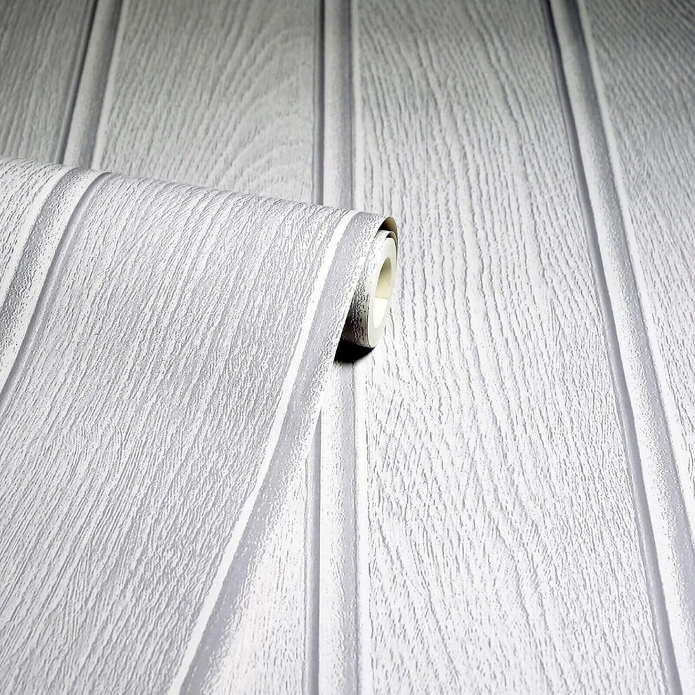Grey Faux Effect Wallpaper Tongue And Groove Style Painted Effect Wooden Panels 5061018350469