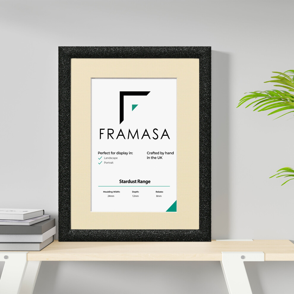 (Black Frame Ivory Mount, 22x16 Pic (26x20 Frame)) Black Stardust Glitter Sparkle Picture Frames Photo Frames Poster Frame With Multicolored Mounts-image-OPC-P7BYJP5-NEW